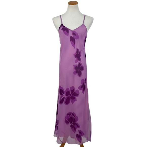 Vintage 90s NWT Purple Floral Maxi Slip Dress M| Y2K Grunge Fairycore Whimsigoth - Picture 11 of 13